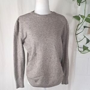 Papillon Pocket Front Gray Crewneck Sweater SzS